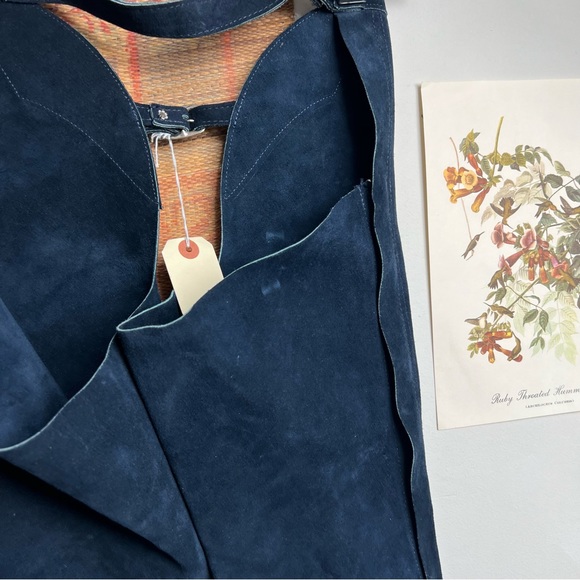 Vintage Navy Blue Suede Equestrian Chaps - Picture 7 of 9